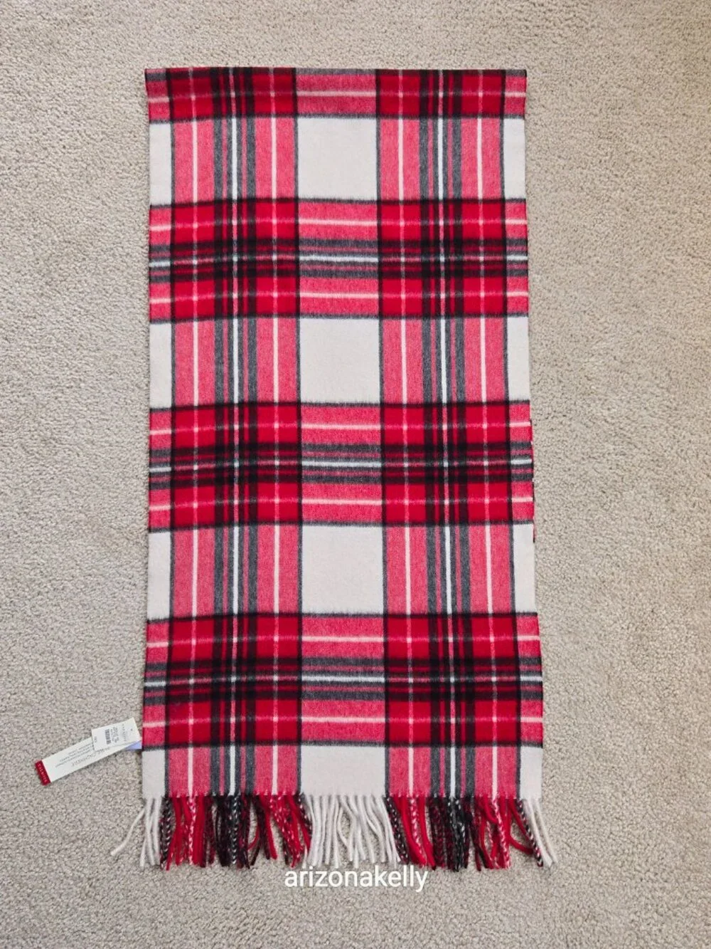 NWT Talbots Cashmere Scarf Red, White, and Black Plaid